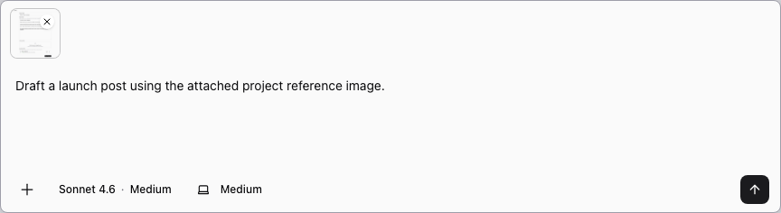 Joule home composer with a project reference image attached to a prompt