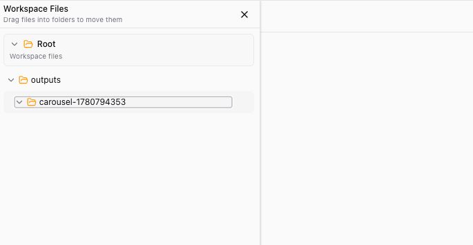 Joule Workspace Files panel showing an outputs folder