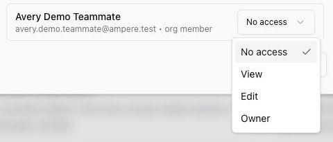 Manage Access dialog with session access options for a demo teammate.